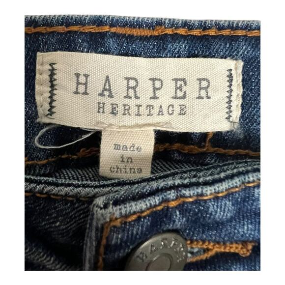 Harper Heritage Women's Jeans Size 27 Blue Mid Rise Skinny Distressed Raw Hem - Picture 3 of 6